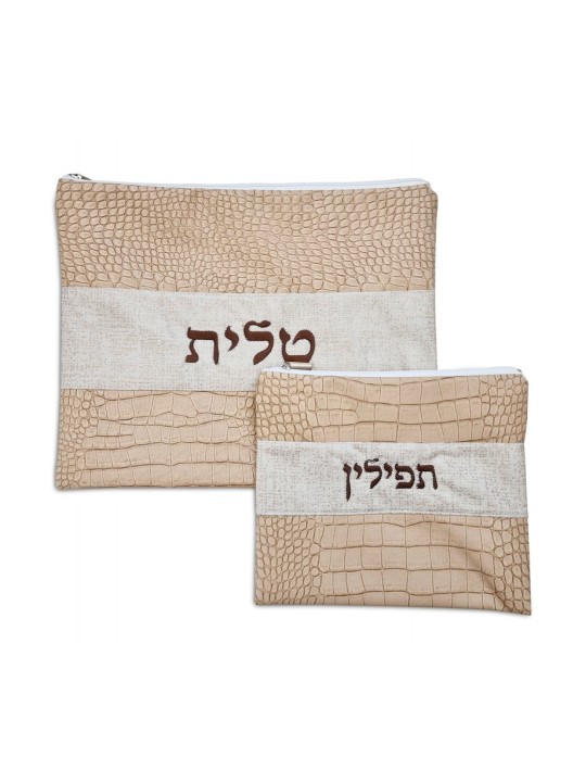 סט תיק תפילין טלית דמוי עור שני ל... | תיקי טלית ותפילין
